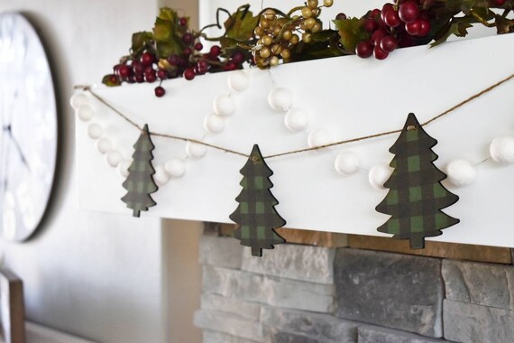 Christmas garland, Christmas fireplace Garland, Christmas banner, Christmas tree Garland,  Christmas plaid garland