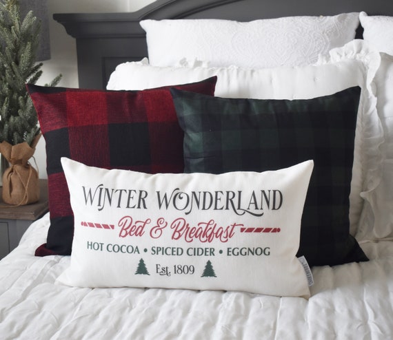 Christmas pillow cover, Christmas tree farm,  Christmas pillows, farmhouse Christmas, winter wonderland, bed and breakfast