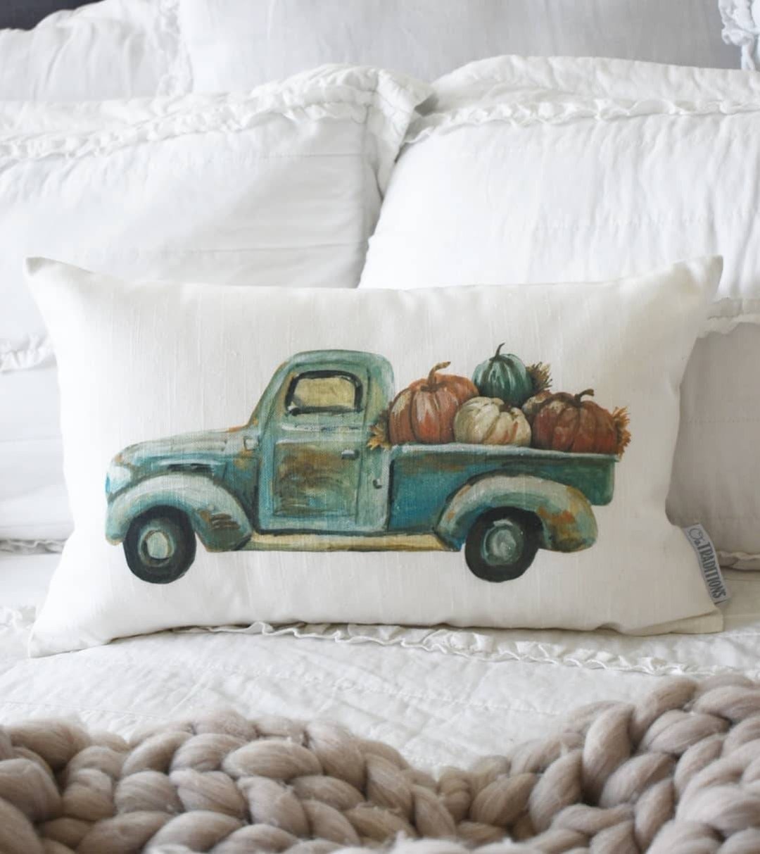 SALE, Fall Truck Pillows, Truck Pillow Cover, Pumpkin Pillow Cover, Autumn Pillow Cover, Fall