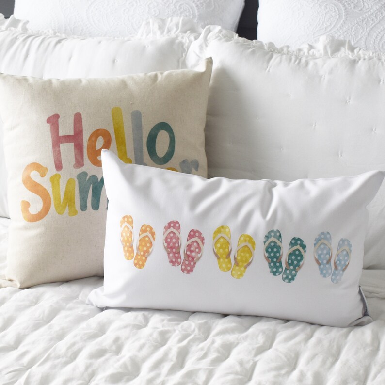 Hello Summer Happy Summer Summer Pillow Cover Summer Decor Etsy
