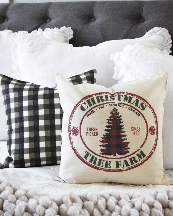 Christmas pillow cover, Christmas Tree Market, farm fresh tree market, Christmas decor, Christmas pillows, farmhouse Christmas, tree farm