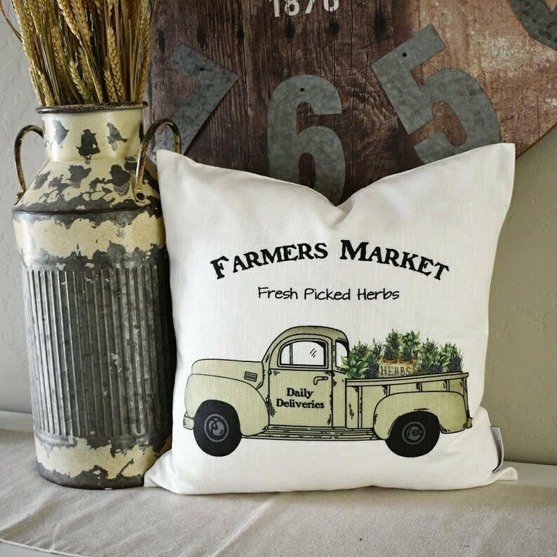 Farmers Market Pillow Cover Truck Pillow Cover Fall Pillow Etsy