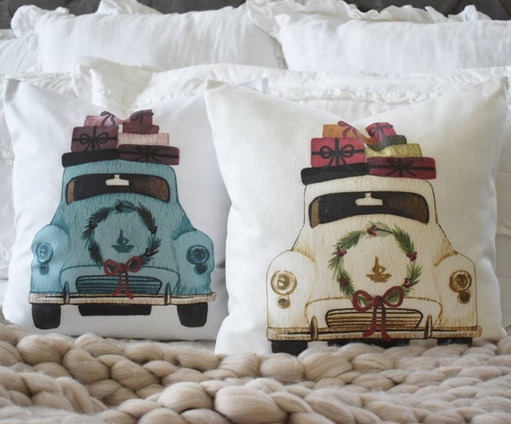 Christmas pillow cover, Christmas, Christmas Tree, Vintage christmas,  vintage christmas truck