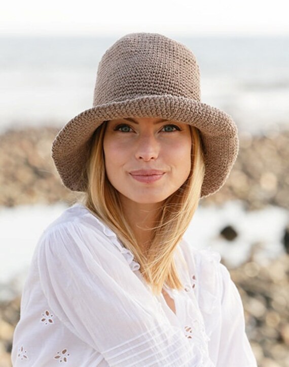 Brim Summer Hat Brown Linen Hat Women 