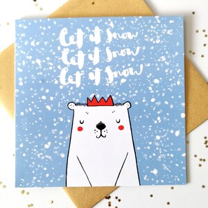 Let it Snow - Christmas Card - Polar Bear - Cute Christmas Card - Unique Christmas Card