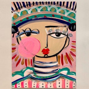 Colorful Abstract Face Painting: Modern Portrait Art (9x12 inch)