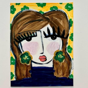 Face Portraiture Abstract Painting for Her Small Abstract Face Art for Gallery Wall Woman Portrait Painting Abstract Portrait Wall Art