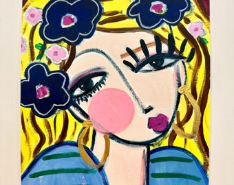 Colorful Abstract Face Painting Modern Abstract Face Art Original Portrait Abstract Painting Woman Portrait Original Modern Colorful Art