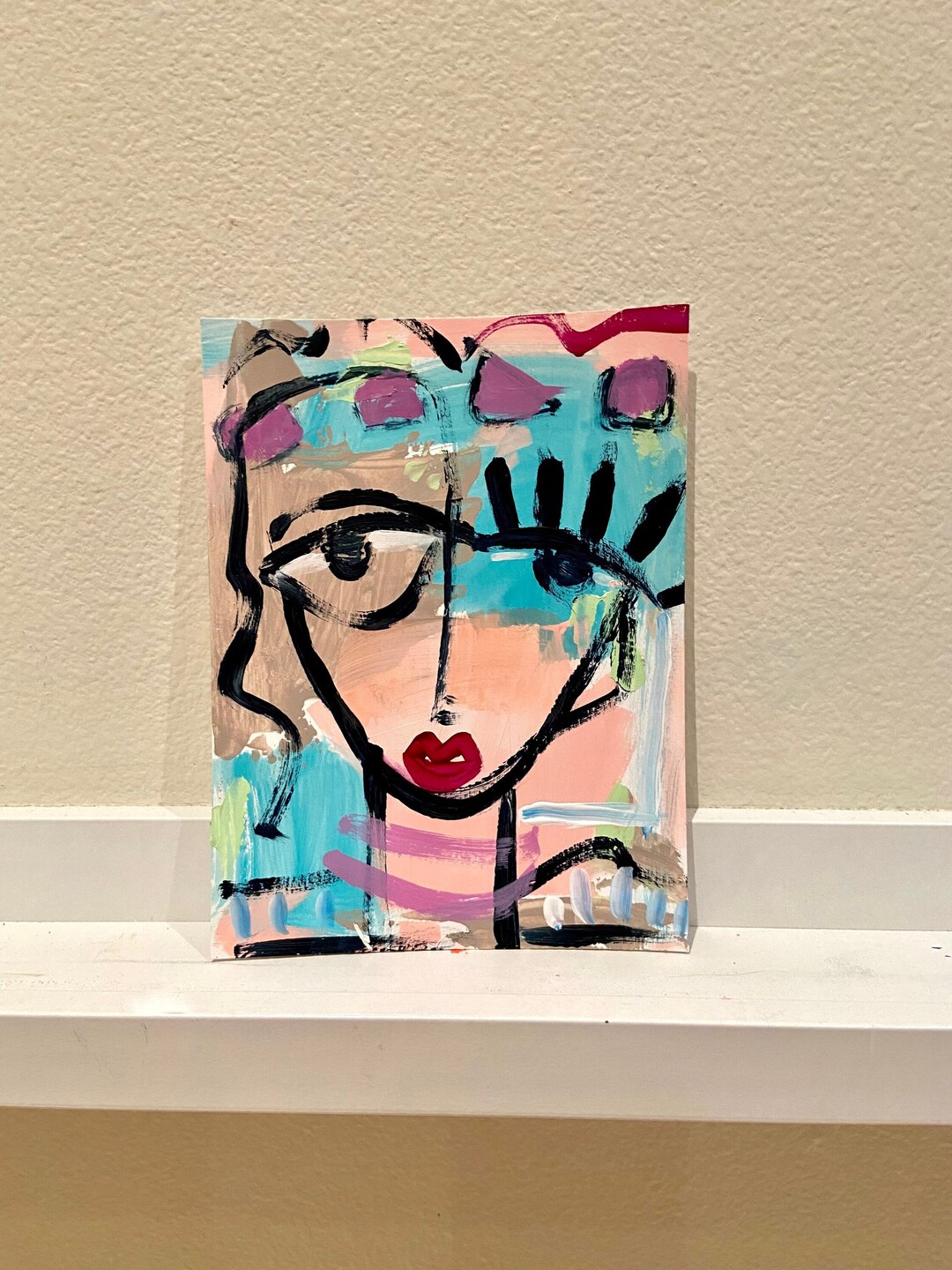 Abstract Expressive Face Painting Original Abstract Face Wall Art