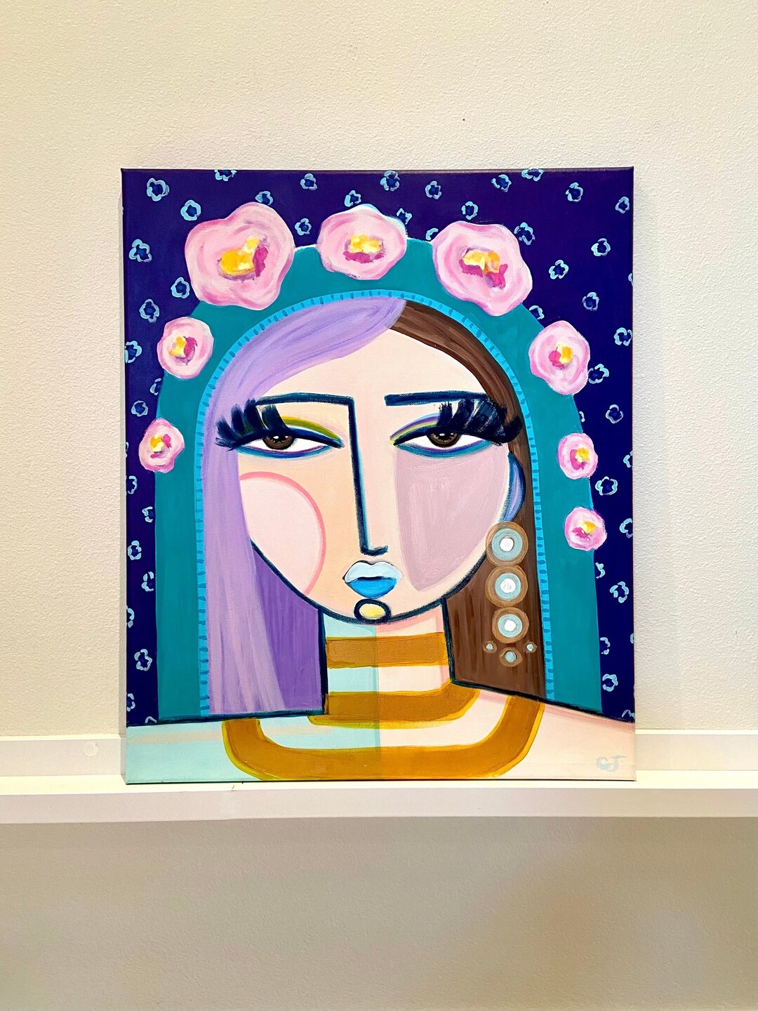 Abstract Woman Canvas Painting Original Abstract Face Painting Canvas