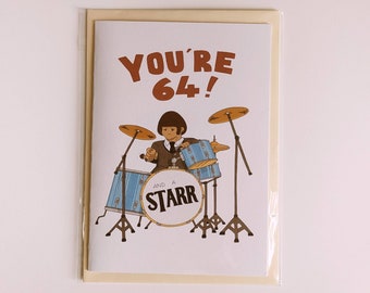 You're 64! card, Beatles, Ringo Starr, Song Quote, Birthday Card, When I'm 64