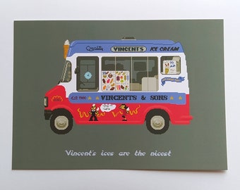 Ice Cream Van mini Print - Vincent's Salford Manchester Wall Art