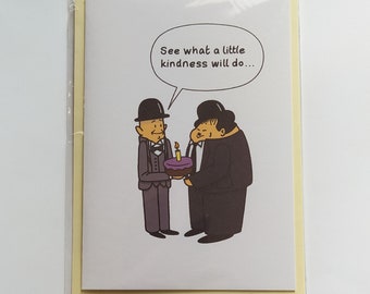 Laurel and Hardy Birthday Card, Cake, Happy Birthday card