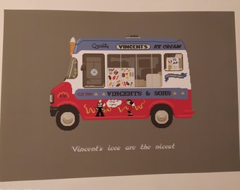 Ice Cream Van Print - Vincent's Salford Manchester Legend Car