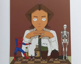 Rik Mayall mini print, Bottom print, BBC, Queen's Gambit, TV Crossover, Chess print