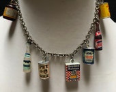1940s New York World Fair Souvenir Charm Bracelet - Pepsi, Ovaltine, Heinz Spaghetti Strained Food, Shredded Ralston, Pet Milk, Evervess