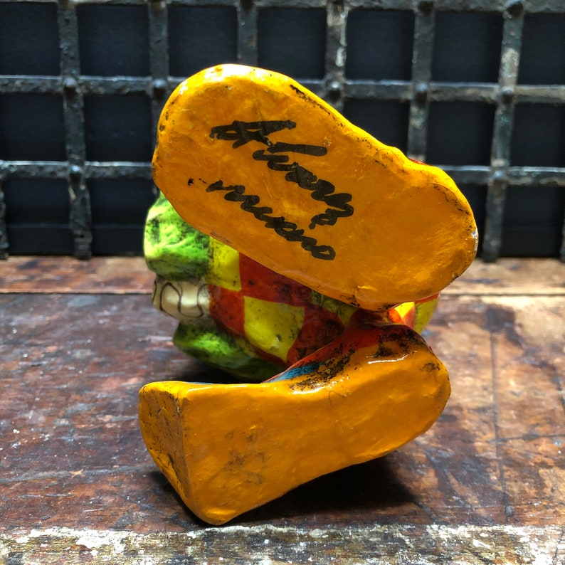 1970s Vintage Mid Century Papier M\u00e2ch\u00e9 Clown Signed Alvarez Mexico