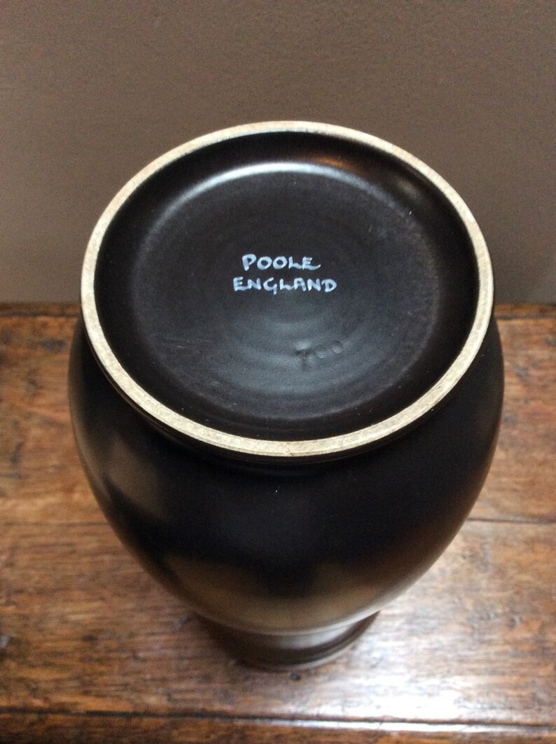 Impressive Poole Pottery Freeform Peanut Vase Matte Black With Etsy