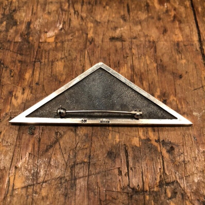Modernist Sterling Silver /& 10k Gold Brooch