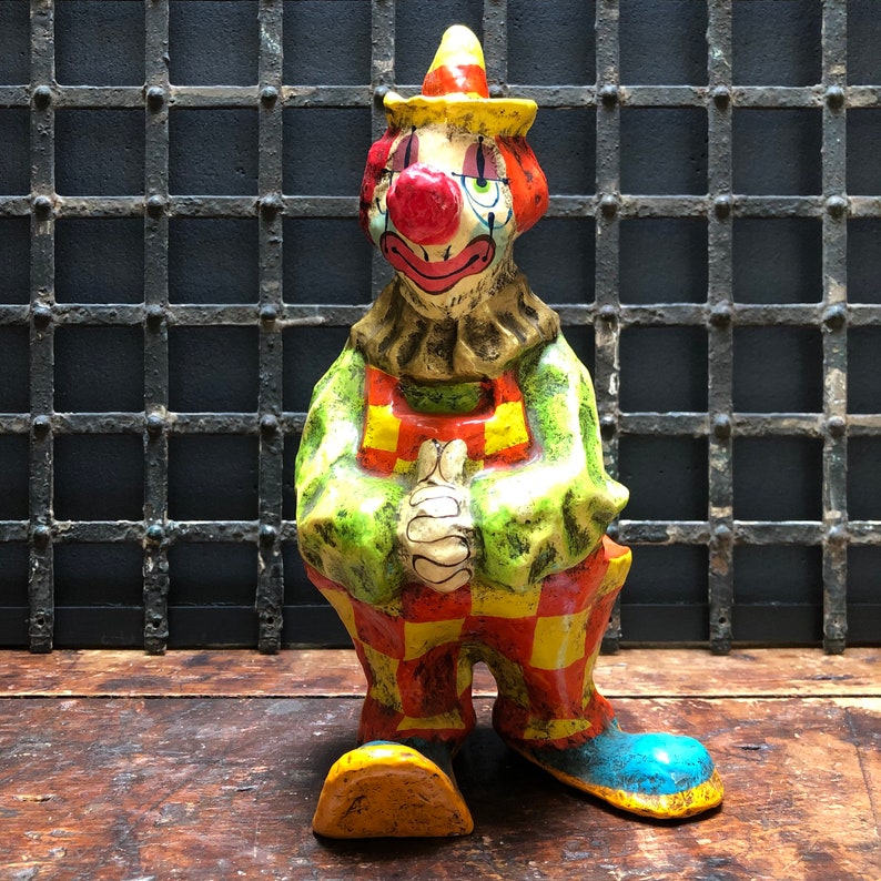 1970s Vintage Mid Century Papier M\u00e2ch\u00e9 Clown Signed Alvarez Mexico