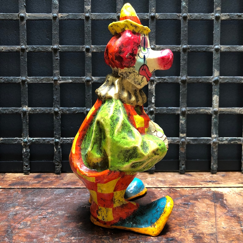 1970s Vintage Mid Century Papier M\u00e2ch\u00e9 Clown Signed Alvarez Mexico
