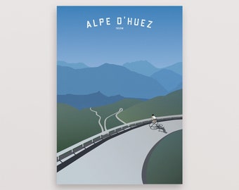 Cycling Print – Alpe d'Huez – Personalisable Gift for Cyclist – Tour de France Poster