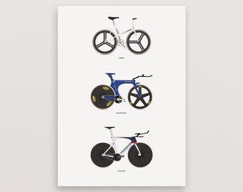 Obree Boardman Wiggins Cycling Poster