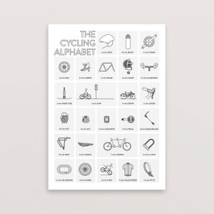 Cycling Poster A to Z Gift for Cyclist image 1