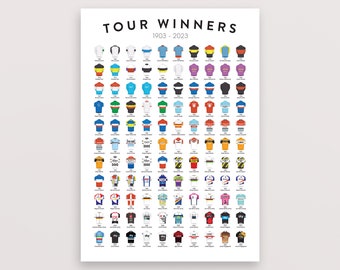 Tour de France Winners Poster – Cycling Print  – Gift for Cyclist