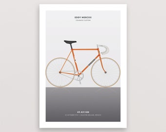 Eddy Merckx Hour Record Cycling Poster