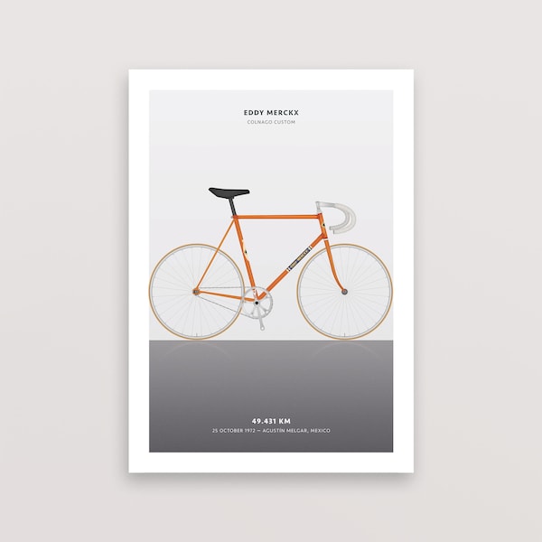 Eddy Merckx Hour Record Cycling Poster