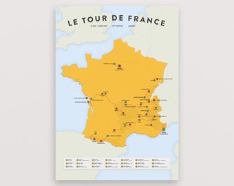 Tour de France 2020 Route Map – Cycling Poster Gift