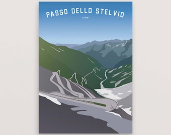 Stelvio Pass Cycling Print – Personalisable Gift for Cyclist