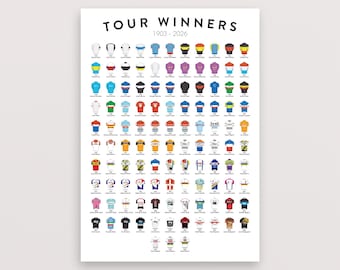 Affiche des vainqueurs du Tour – Impression cycliste – Cadeau pour cycliste