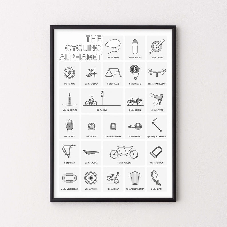 Cycling Poster A to Z Gift for Cyclist image 6