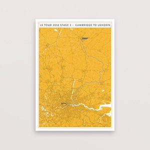 TdF Stage 3 Cambridge to London Poster Print - Le Tour de France 2014 Cycling Art Illustrated in the UK - Cycling Poster Art