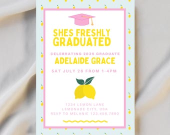 Freshly Graduated Invitation Digital Download
