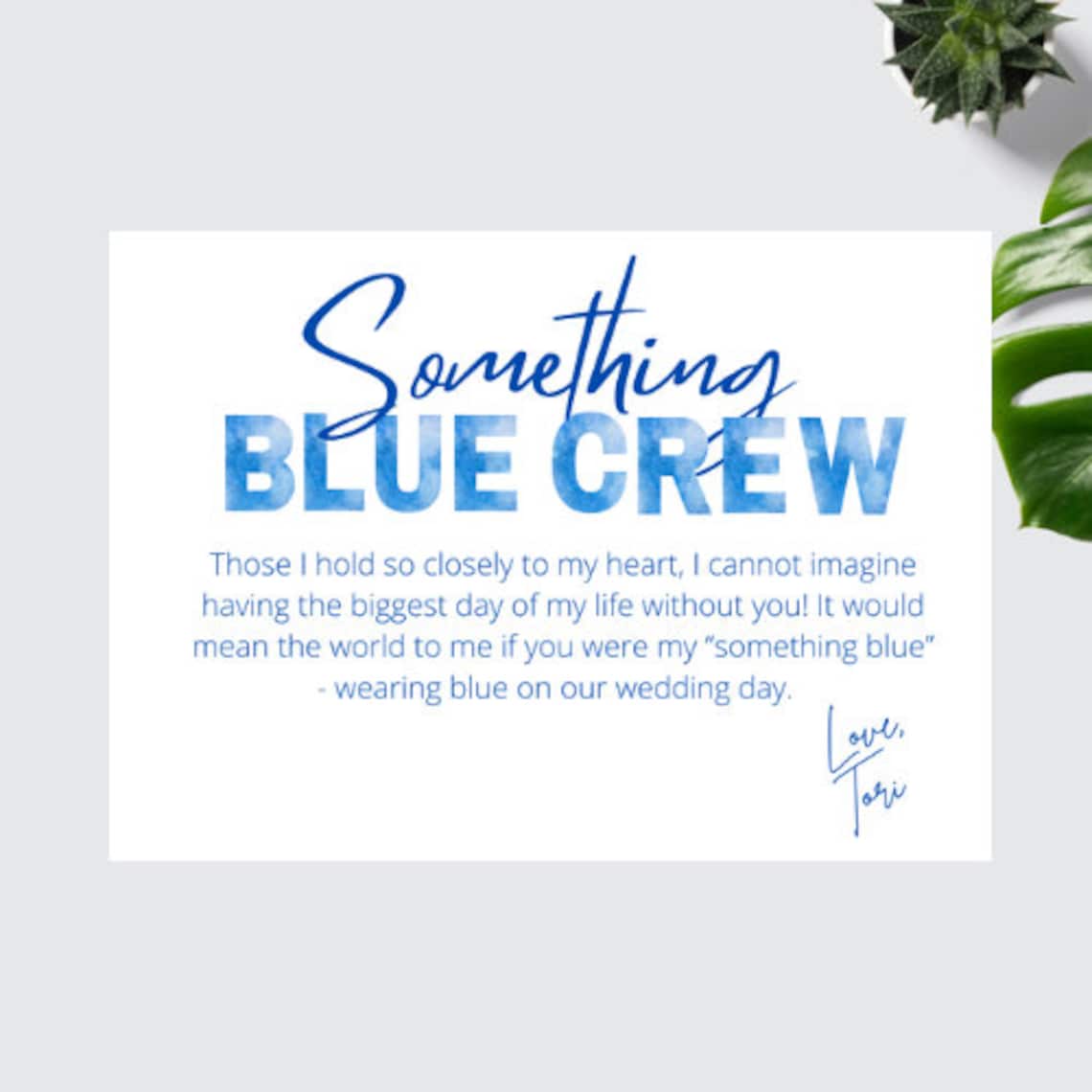 Something Blue Crew Card Digital Download Etsy