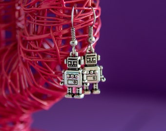 Robot dangle earrings