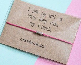 Friendship bracelet thank you friendship gift - wish bracelet - best friends - long distance friendship - thank you friend - tie on bracelet
