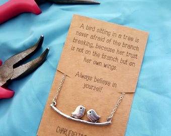 Bird necklace with message card - friendship gifts - daughter gifts - lovely heartfelt message - strength necklace - friendship necklace