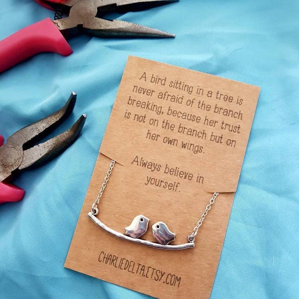 Bird necklace with message card - friendship gifts - daughter gifts - lovely heartfelt message - strength necklace - friendship necklace