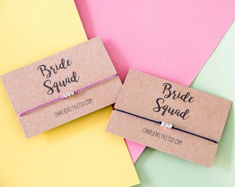 Bride Squad Friendship Bracelets - Bridesmaid Gift - Hen Party Favours - Bachelorette Party  Favors - Friendship Gift - Tie On Wish Bracelet