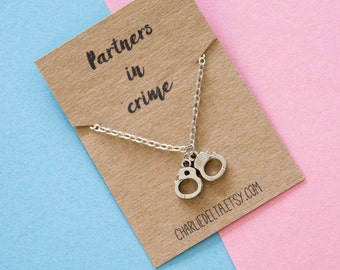 Partners in crime necklace - best friend necklace - best friend gift - fun friendship gift