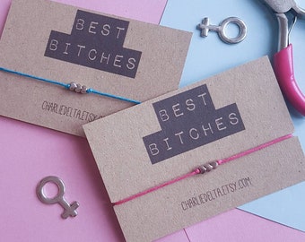Best Bitches Bracelet. Friendship Bracelet - Wish Bracelet - Tie on wish bracelet - one bracelet