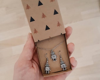 SALE Robot earrings and necklace set