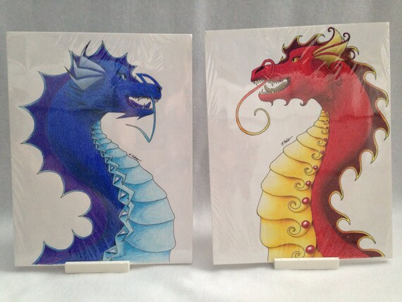 Dueling Dragons Portraits Fire King Ice Queen Etsy