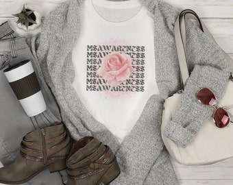 Women’s Flower Multiple Sclerosis Tshirt, Women’s MS Warrior Awareness Top, Chronic Illness Fighter Shirt, Autoimmune Rose Crewneck T-shirt
