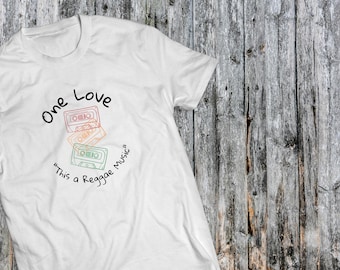 One Love Rasta Reggae Music Lyrics Bob Marley T-shirt, African Jamaican Tshirt, Red Gold Green Mixtape Shirt