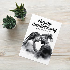 Tarjeta de aniversario negra grande tamaño A5, feliz aniversario de bodas, primer y segundo aniversario para esposo y esposa. Tarjeta de felicitación negra